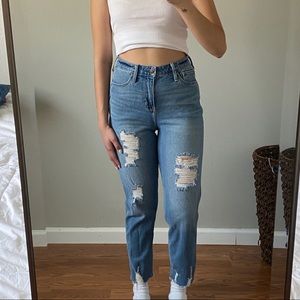 high rise busted mom jeans